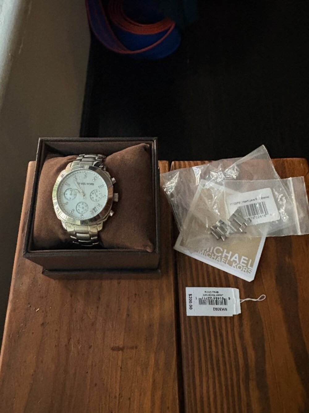 Michael Kors MK5092 Silver Mother of Pearl Crystal Chronograph Watch